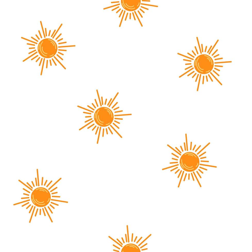 padrão sem emenda de sol. previsão do tempo. perfeito para cartões, cartazes, banners, têxteis, papel de parede e scrapbooking. ilustração de desenho de mão vetorial isolada vetor