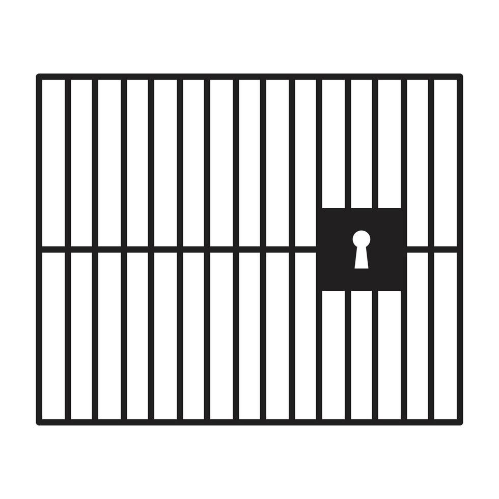 eps10 preto vector prisão ou ícone de prisão com porta trancada e barras verticais em estilo simples e moderno isolado no fundo branco