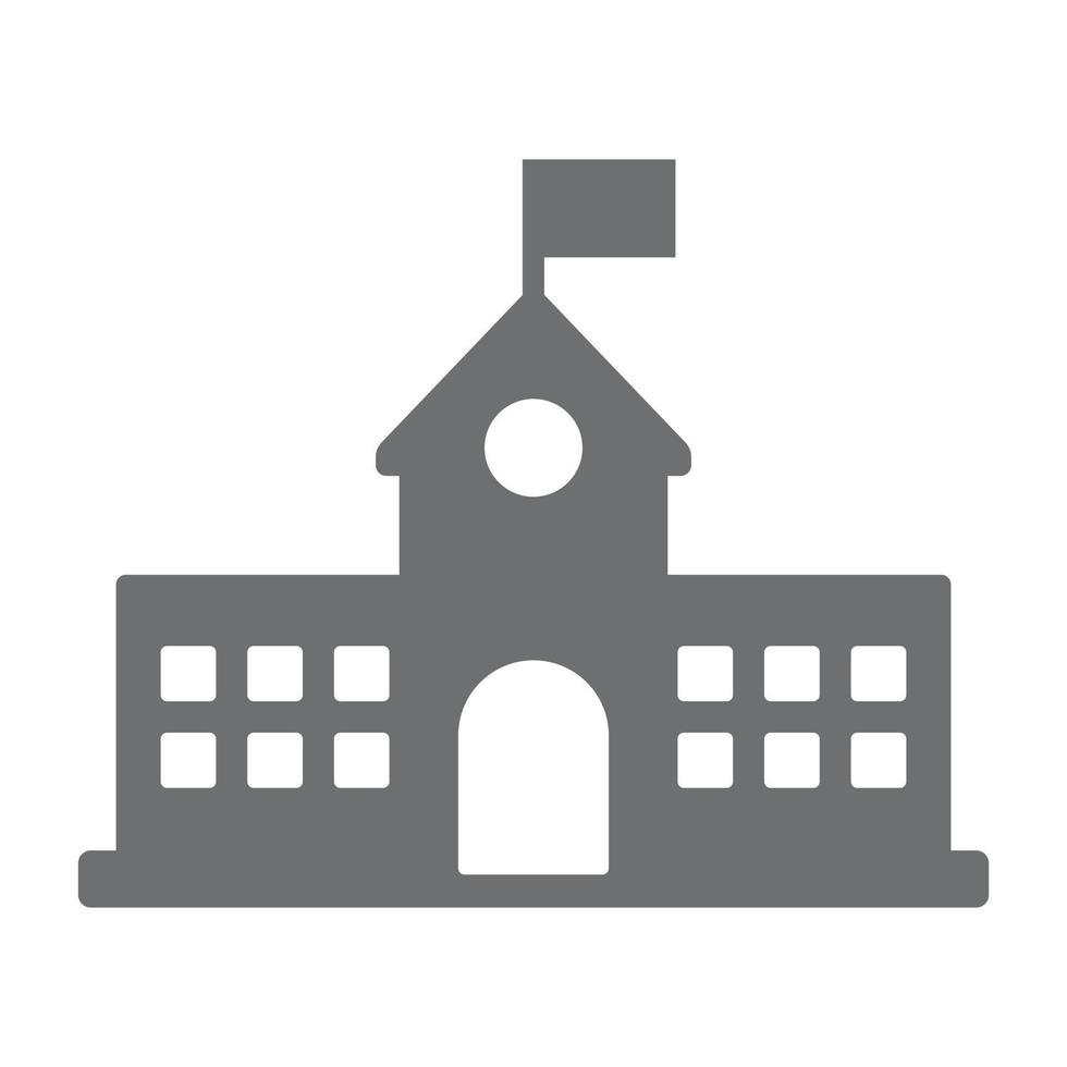 edifício escolar eps10 cinza vector com ícone cheio de bandeira ou logotipo em estilo moderno moderno plano simples isolado no fundo branco