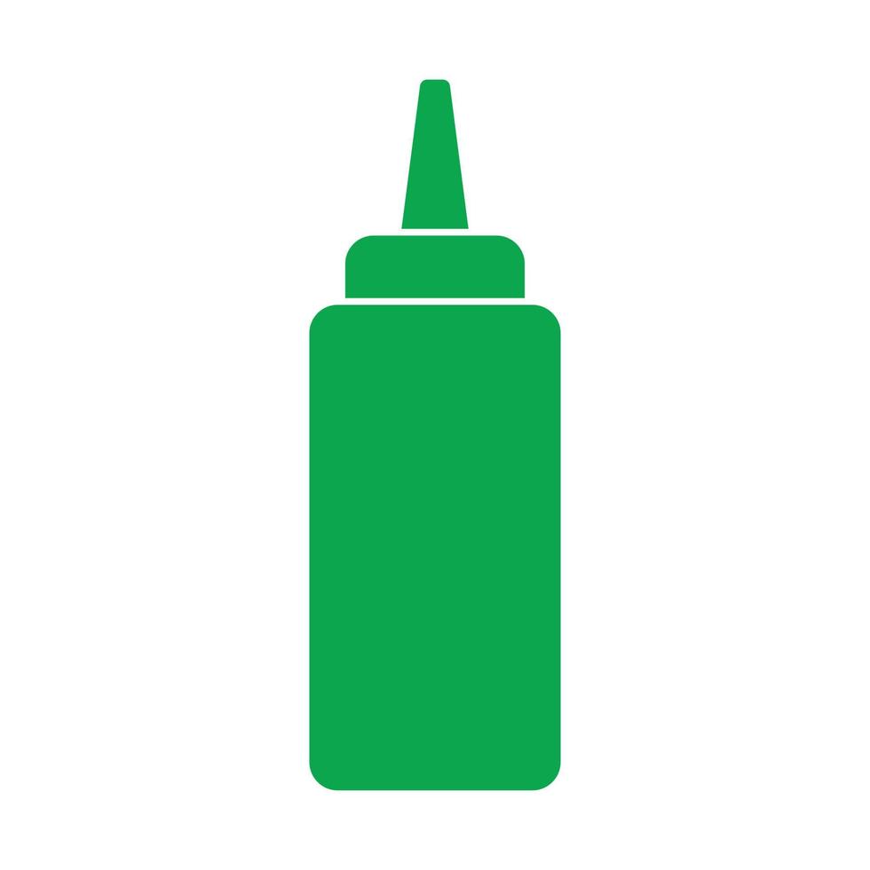 eps10 vetor verde ketchup ou ícone de garrafa de espremer mostarda em estilo simples e moderno isolado no fundo branco