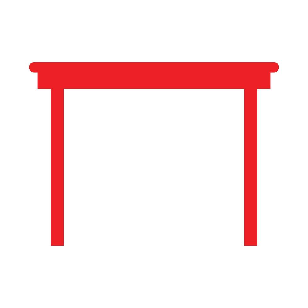 mesa de madeira de vetor vermelho eps10 ou ícone de mesa em estilo moderno plano simples isolado no fundo branco