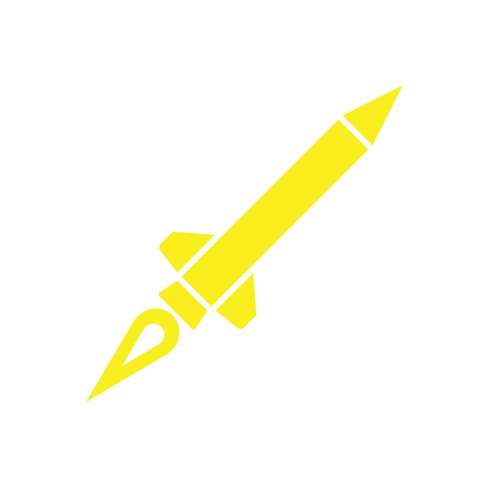 ícone sólido de míssil de vetor amarelo eps10 em estilo simples e moderno isolado no fundo branco