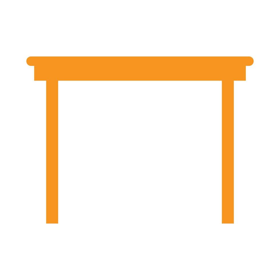 mesa de madeira de vetor laranja eps10 ou ícone de mesa em estilo simples e moderno isolado no fundo branco