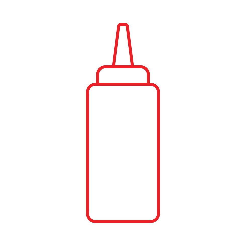 ketchup vector vermelho eps10 ou ícone de linha de garrafa de espremer mostarda em estilo simples e moderno isolado no fundo branco