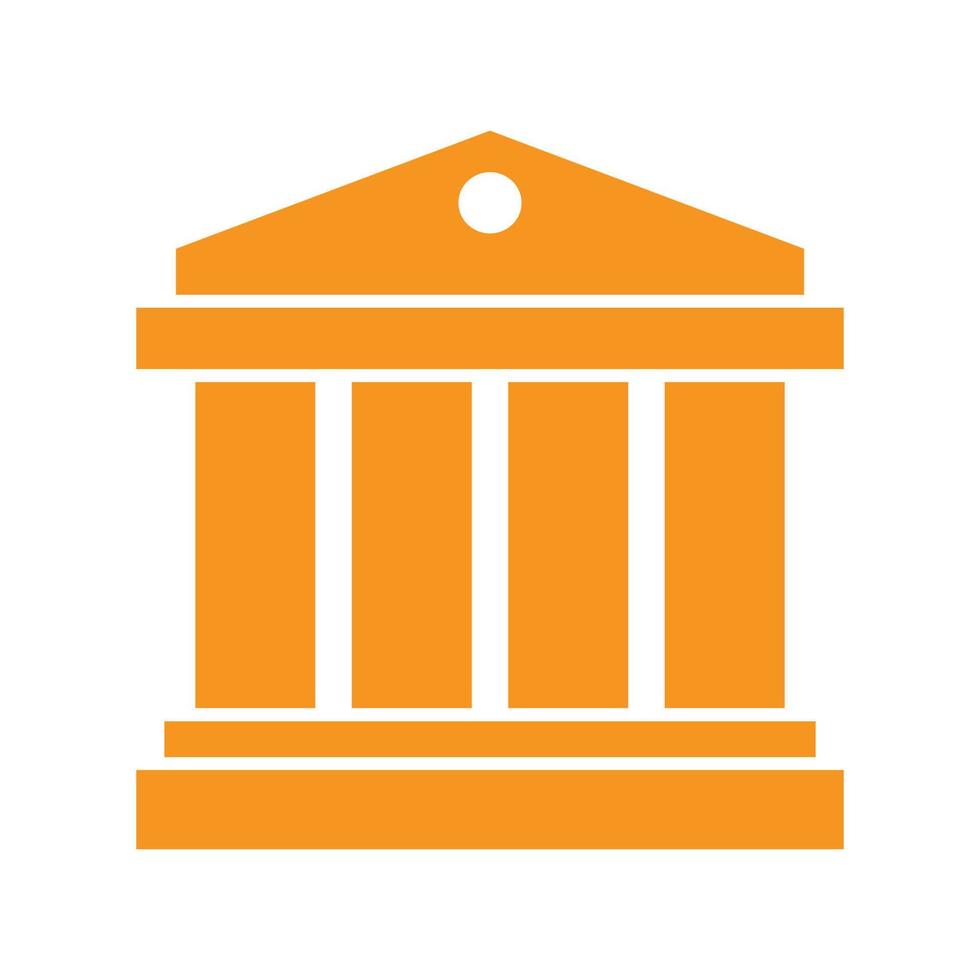 ícone sólido do banco de vetor laranja eps10 em estilo simples e moderno isolado no fundo branco