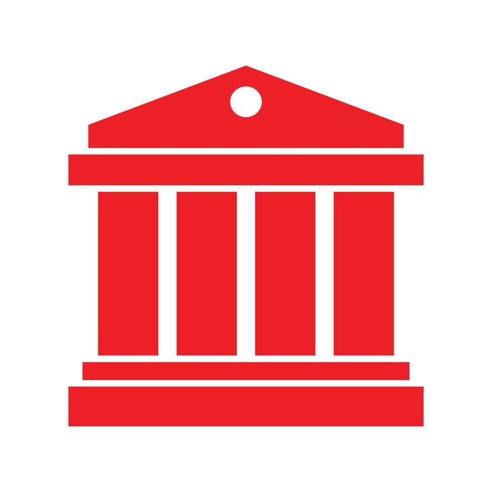 ícone sólido do banco de vetor vermelho eps10 em estilo simples e moderno isolado no fundo branco