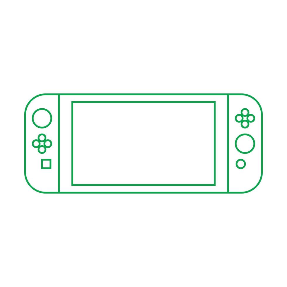 ícone de arte de linha de dispositivo portátil de videogame vetor verde eps10 em estilo moderno moderno plano simples isolado no fundo branco