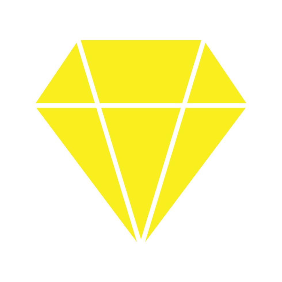ícone de diamante de vetor amarelo eps10, ou símbolo em estilo moderno plano simples isolado no fundo branco
