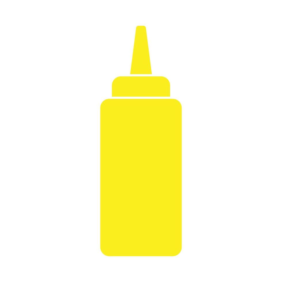 eps10 vetor amarelo ketchup ou ícone de garrafa de espremer mostarda em estilo simples e moderno isolado no fundo branco