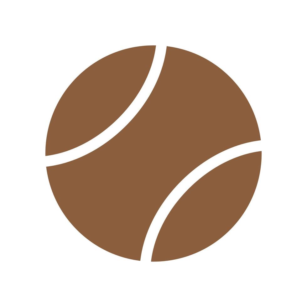 ícone de bola de tênis vetor marrom eps10 em estilo moderno plano simples isolado no fundo branco