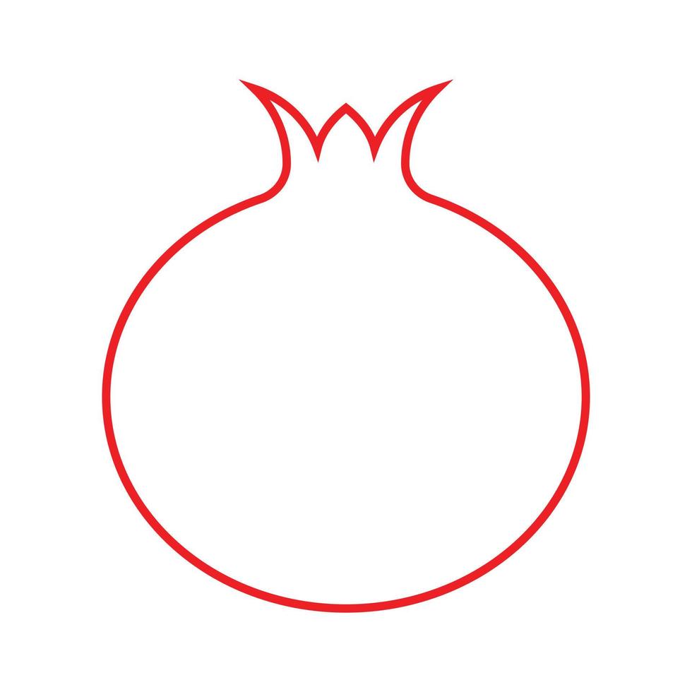 ícone de linha de frutas de romã vector vermelho eps10 em estilo moderno moderno simples plano isolado no fundo branco