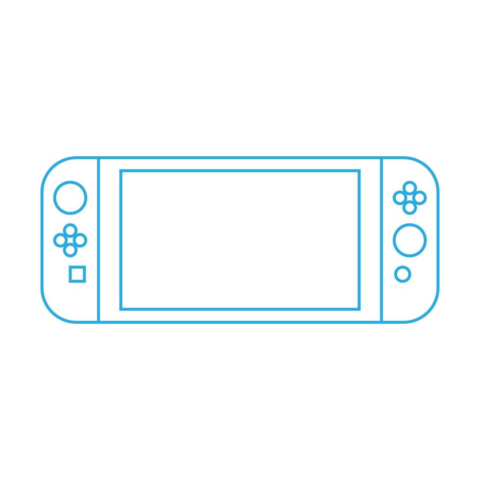 eps10 ícone de arte de linha de dispositivo portátil de videogame vetorial azul em estilo moderno moderno plano simples isolado no fundo branco vetor