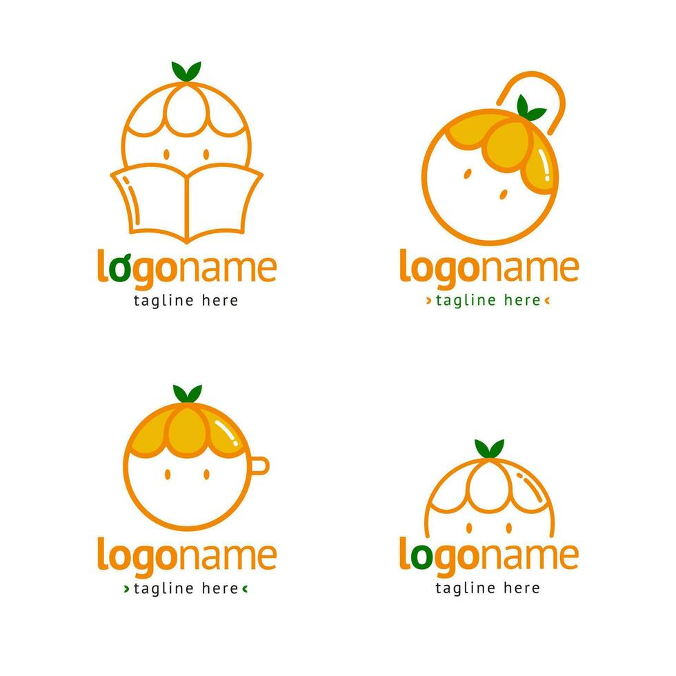 conjunto de design de logotipo de fruta laranja vetor