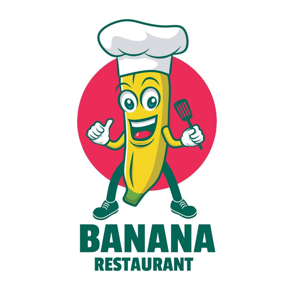 design de logotipo de mascote de chef de banana dos desenhos animados vetor