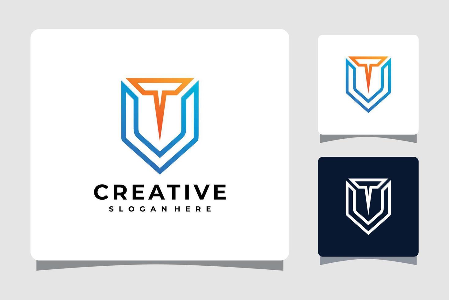 inspiração de design de modelo de logotipo de letra t shied vetor