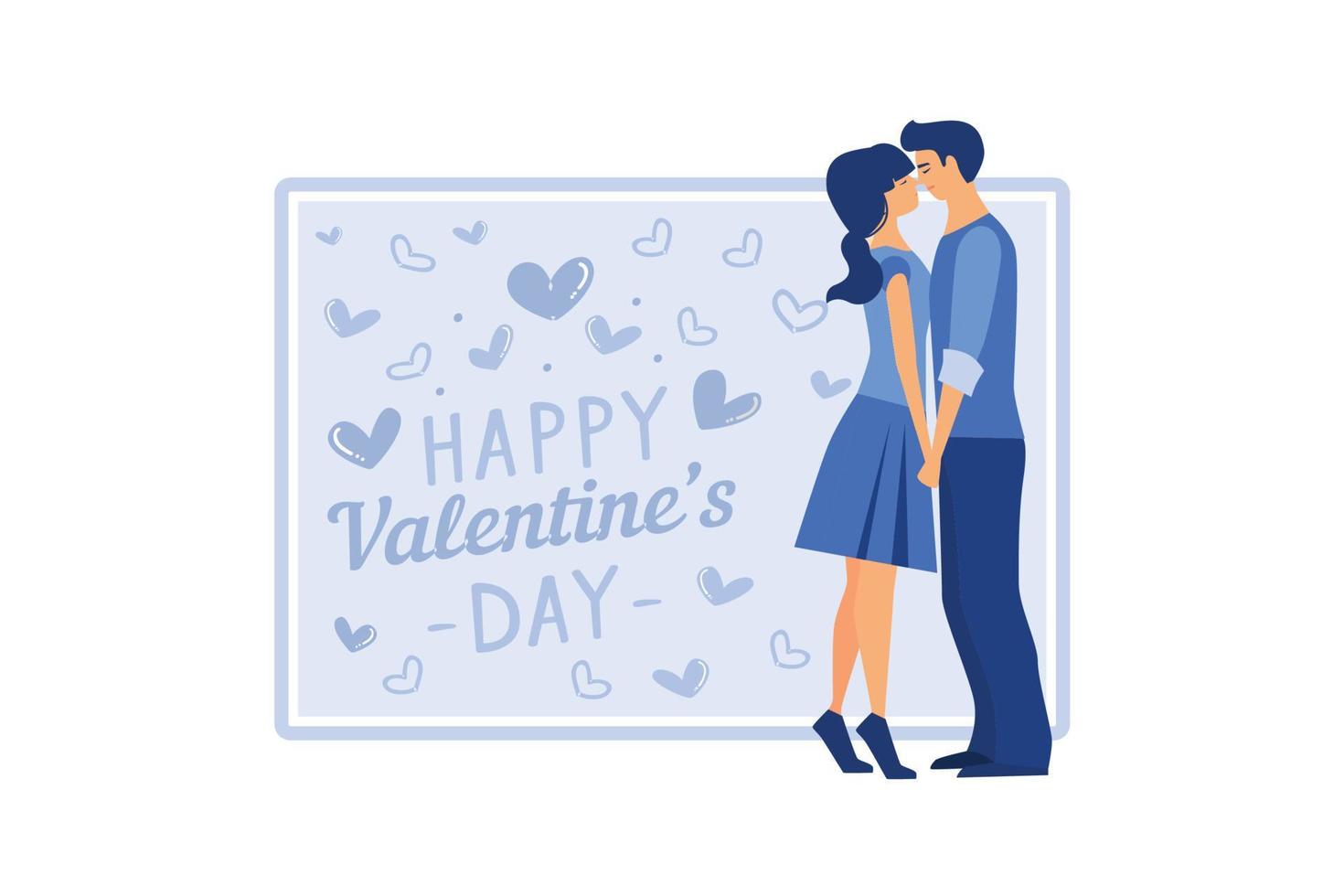 Casal apaixonado. feliz Dia dos namorados. 14 de fevereiro é o dia de todos os amantes. gráficos adequados para decorar cartazes, folhetos, cartões postais, folhetos ilustração vetorial plana vetor
