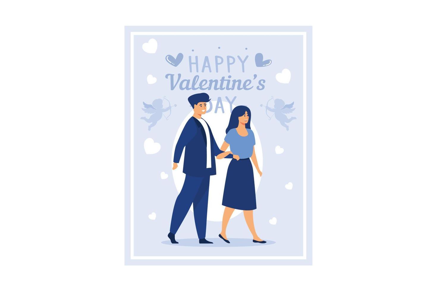 Casal apaixonado. feliz Dia dos namorados. 14 de fevereiro é o dia de todos os amantes. gráficos adequados para decorar cartazes, folhetos, cartões postais, folhetos ilustração vetorial plana vetor