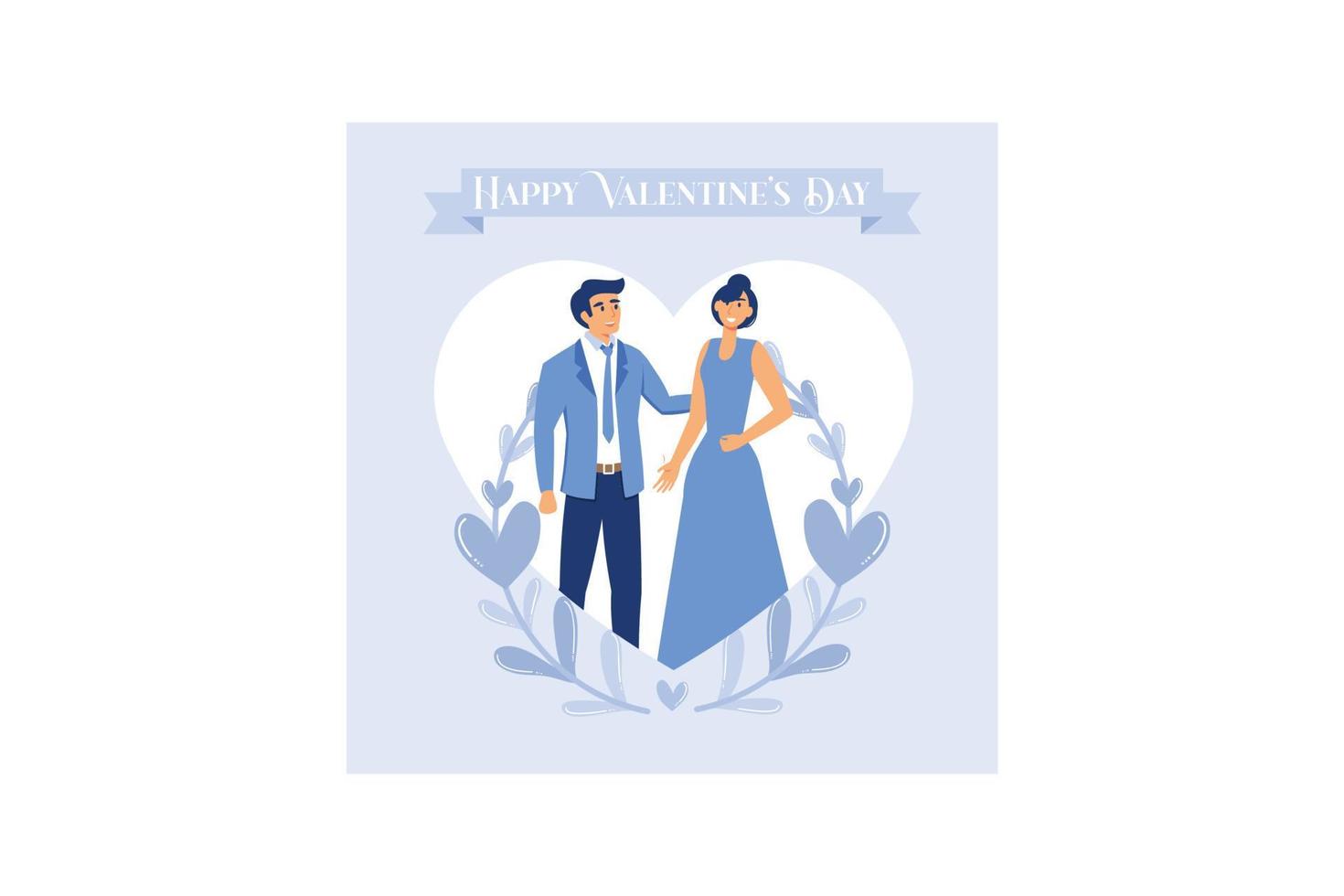 Casal apaixonado. feliz Dia dos namorados. 14 de fevereiro é o dia de todos os amantes. gráficos adequados para decorar cartazes, folhetos, cartões postais, folhetos ilustração vetorial plana vetor