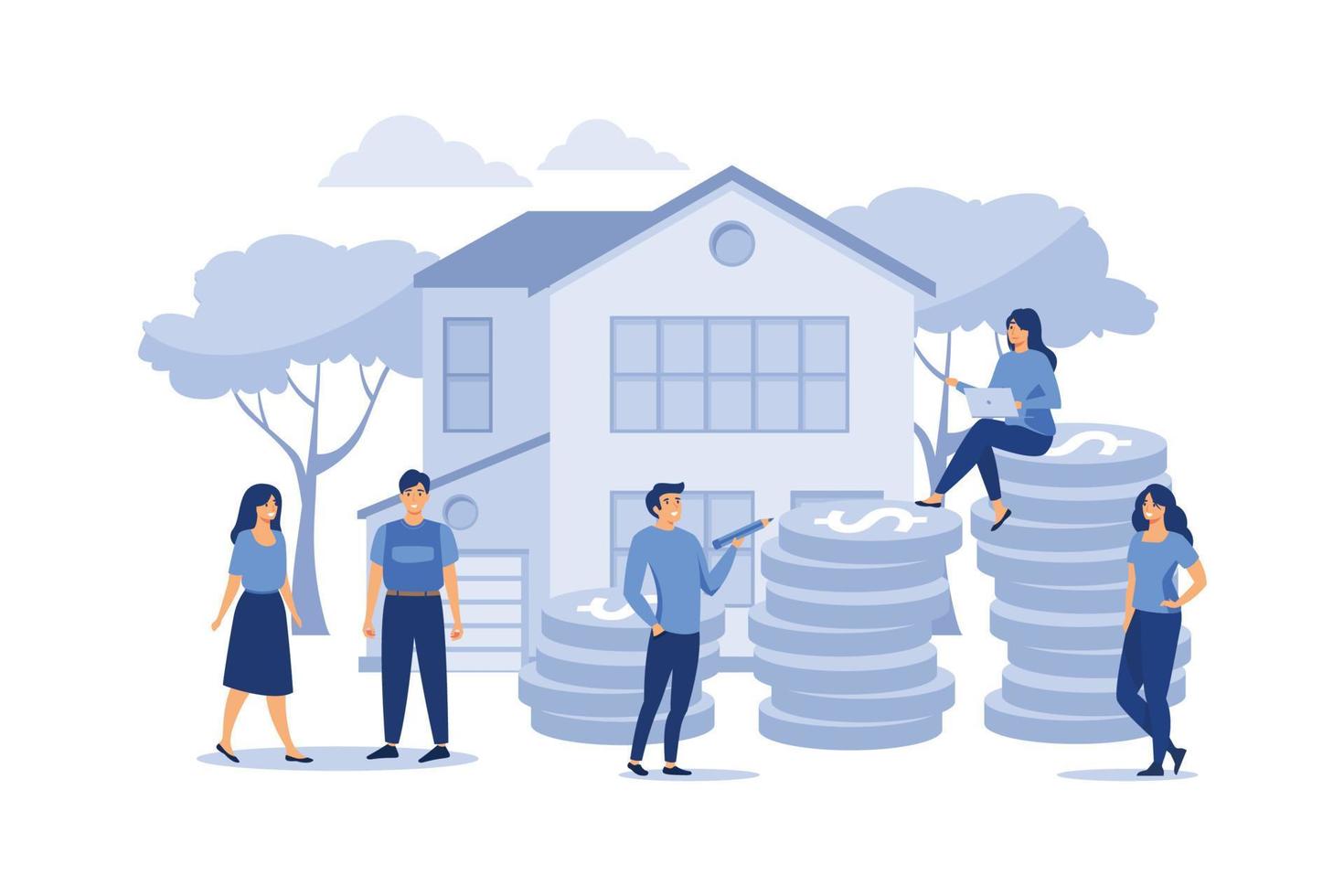 trabalho duro gerenciar finanças economizar para investimento futuro para comprar um fundo de modelo de conceito de ilustração vetorial de casa pode ser usado para apresentação web banner ui ux landing page flat vector illustration