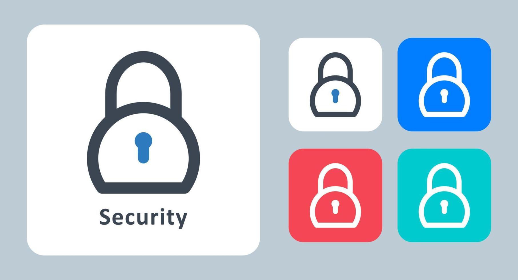 ícone de segurança - ilustração vetorial. bloqueio, segurança, senha, proteção, bloqueado, seguro, privacidade, criptografia, linha, contorno, plano, ícones. vetor