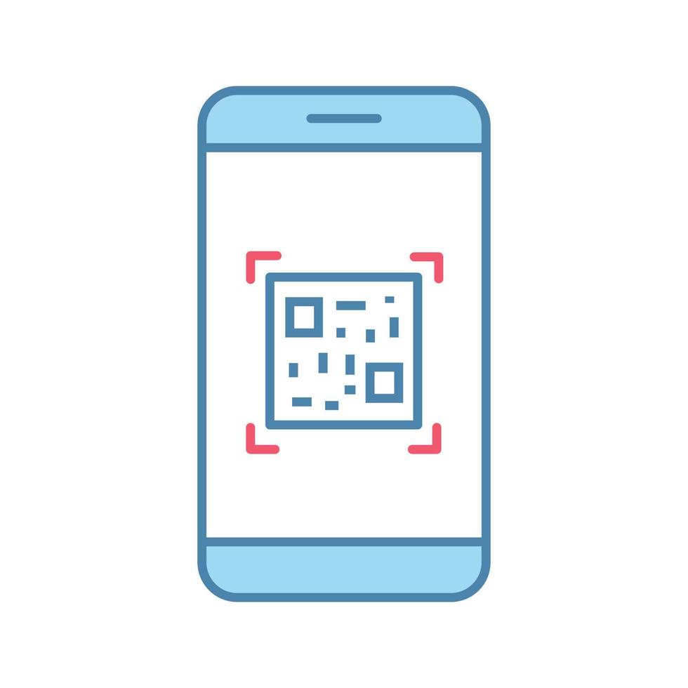 ícone de cor do aplicativo de smartphone de digitalização de código qr. scanner de código de barras de matriz. Leitor de celular com código 2D. ilustração vetorial isolada vetor