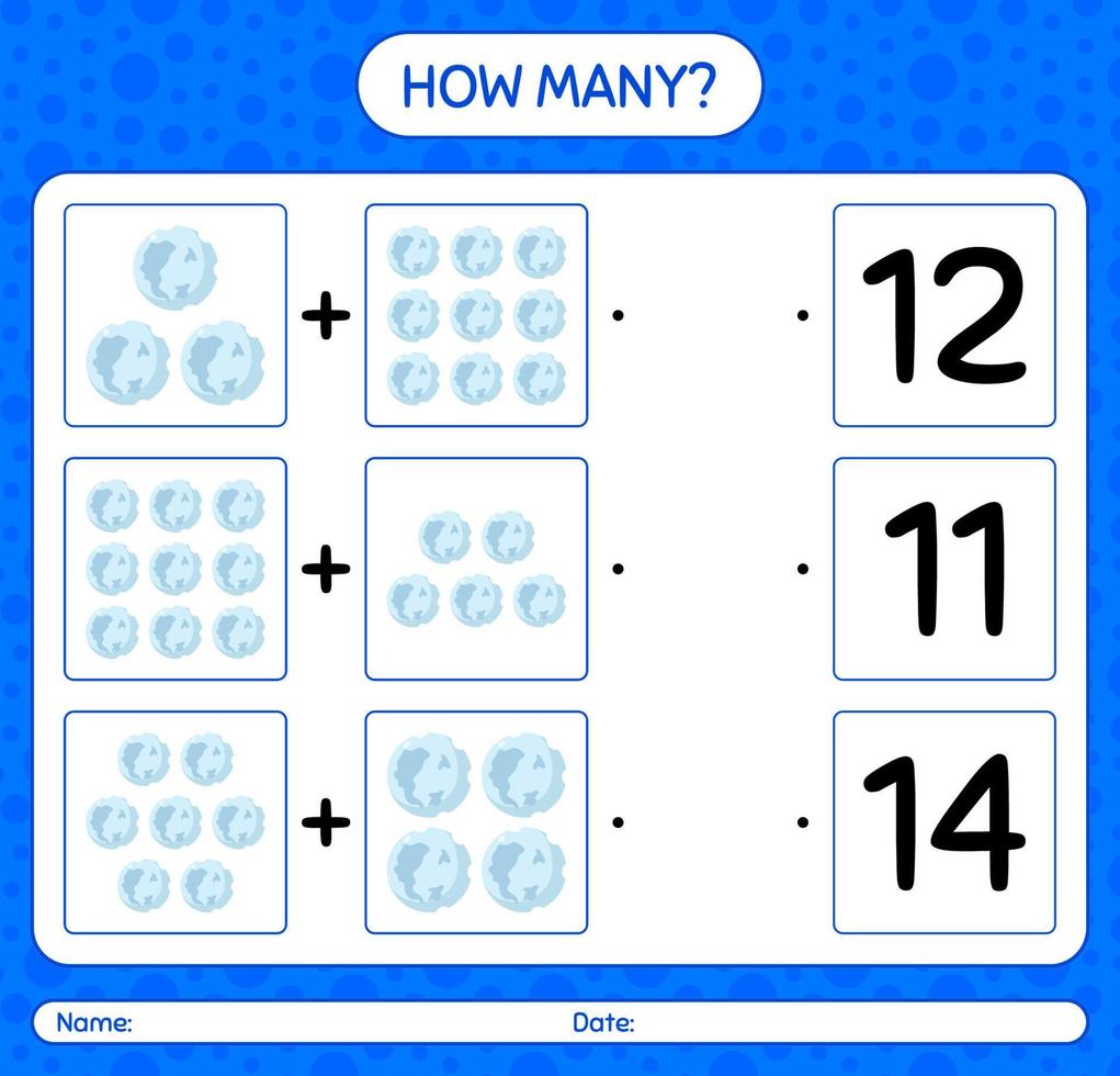 quantos jogo de contagem com lua cheia. planilha para crianças pré-escolares, folha de atividades para crianças vetor