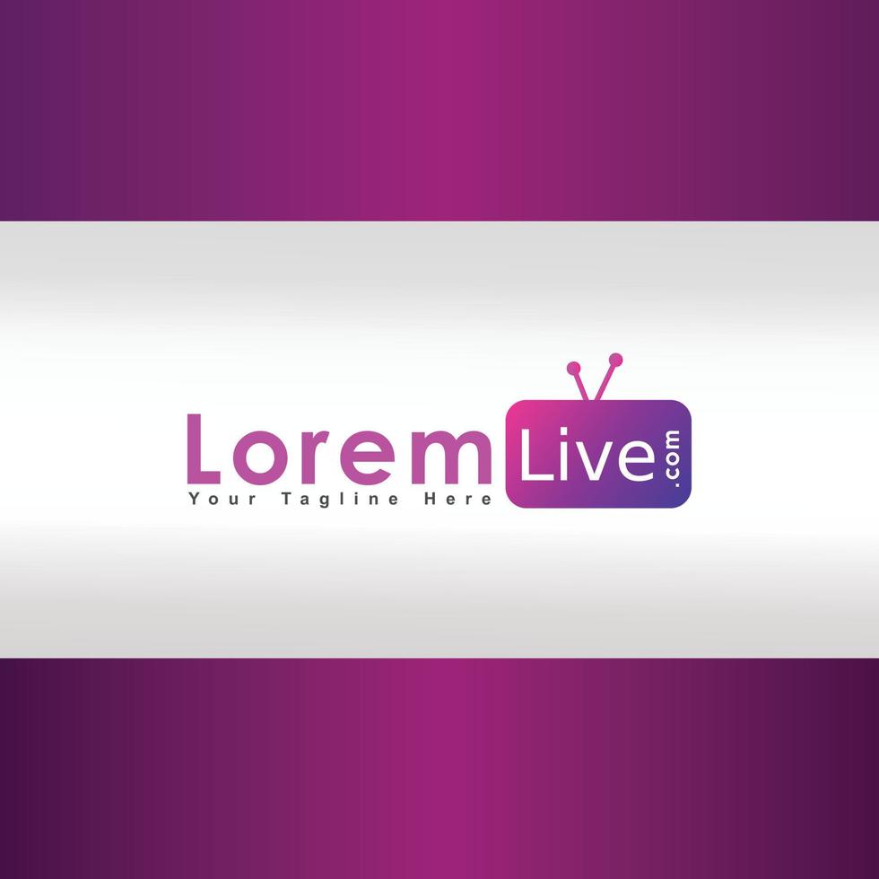 conceito de logotipo de transmissão ao vivo de tv online, modelo de design mindinho, roxo, violeta, simples e limpo, ícone de tv vetor