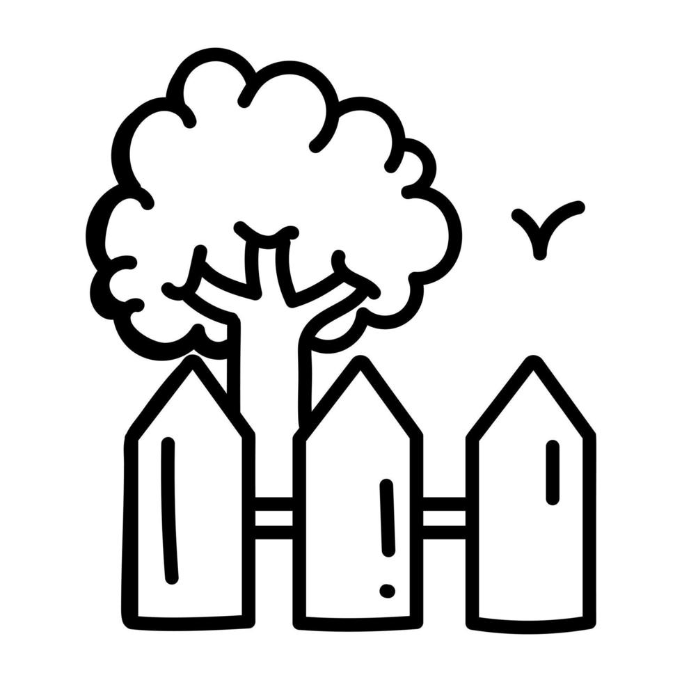 um ícone de doodle de cerca de jardim download vetor