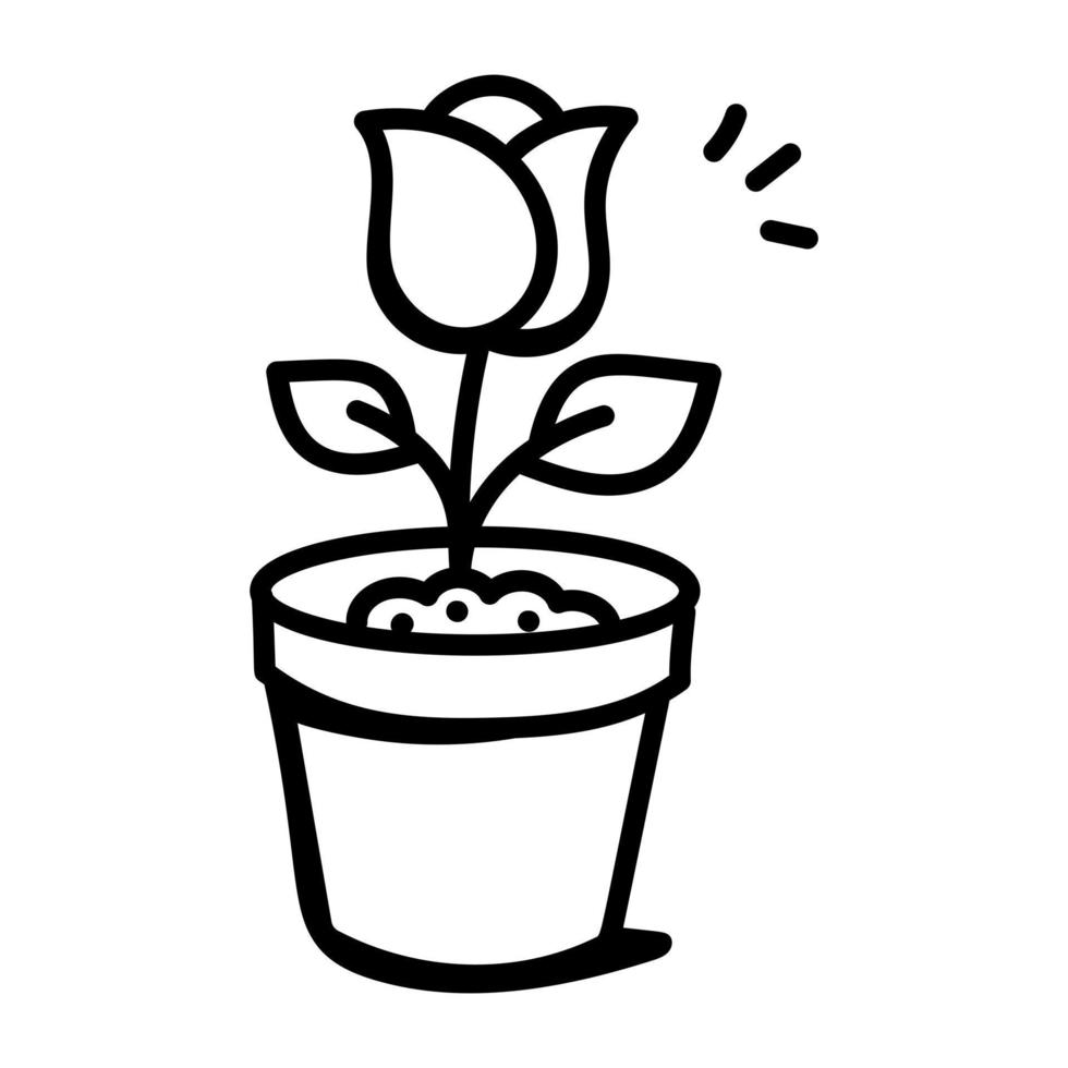 um ícone de design de doodle de vaso de planta vetor