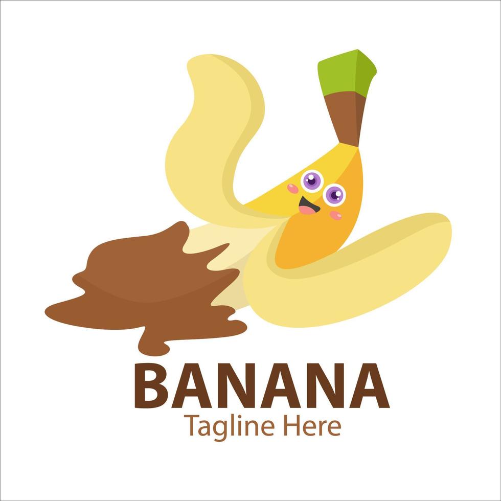 logotipo para o seu negócio com personagem de banana fofa vetor