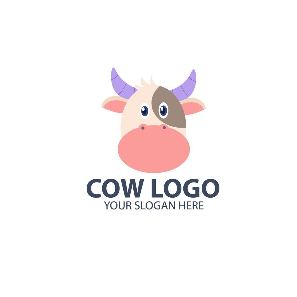 logotipo para o seu negócio com personagem de vaca fofa vetor