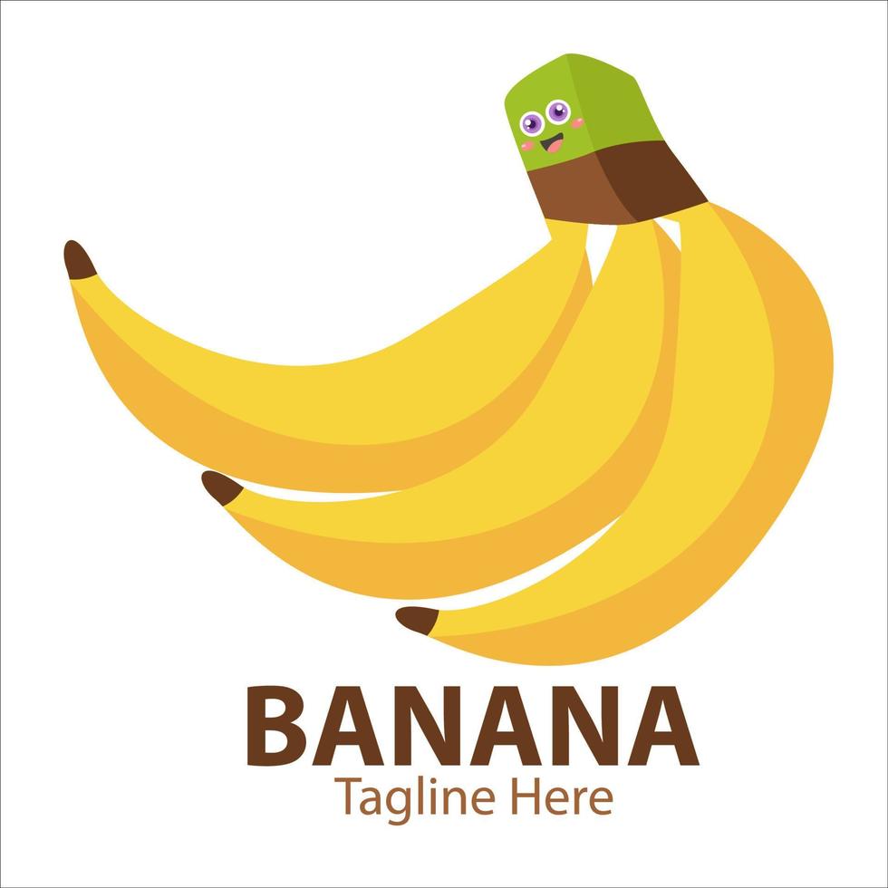 logotipo para o seu negócio com personagem de banana fofa vetor