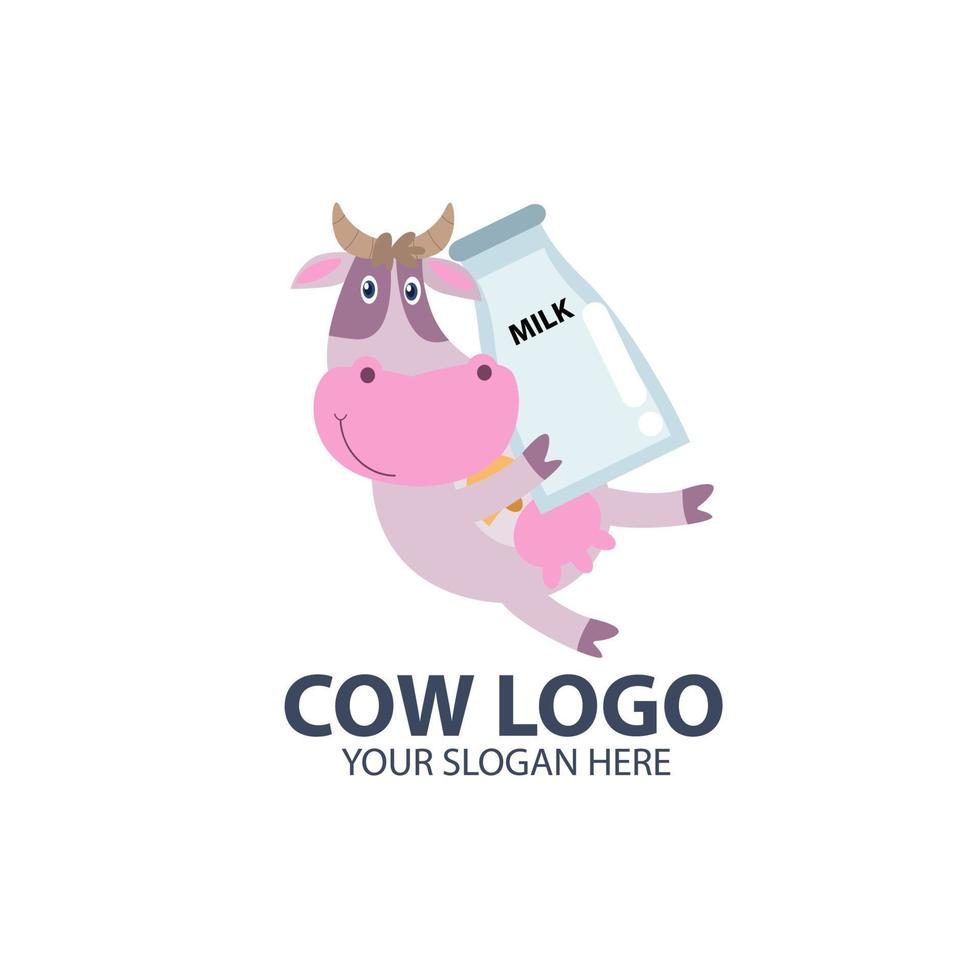 logotipo para o seu negócio com personagem de vaca fofa vetor