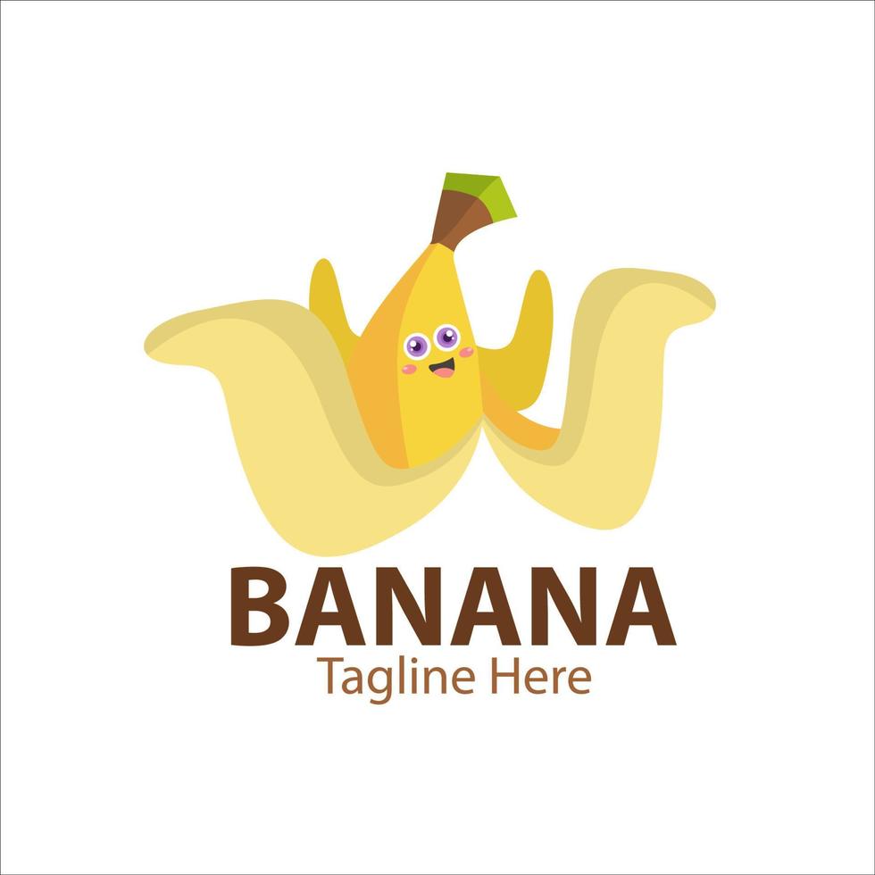 logotipo para o seu negócio com personagem de banana fofa vetor