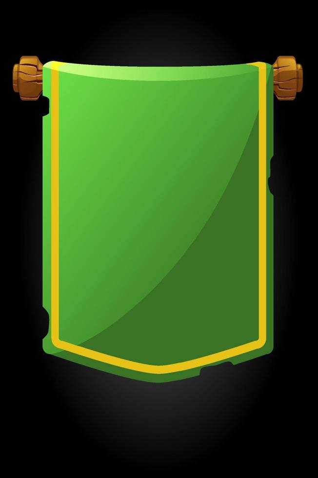 painel de banner velha bandeira verde para o jogo. ilustração em vetor de uma bandeira vintage rasgada de suspensão.