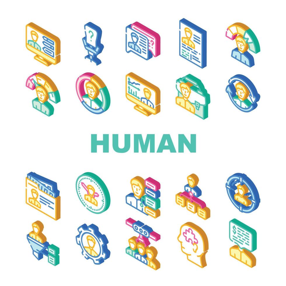 vetor de conjunto de ícones do departamento de recursos humanos de recursos humanos