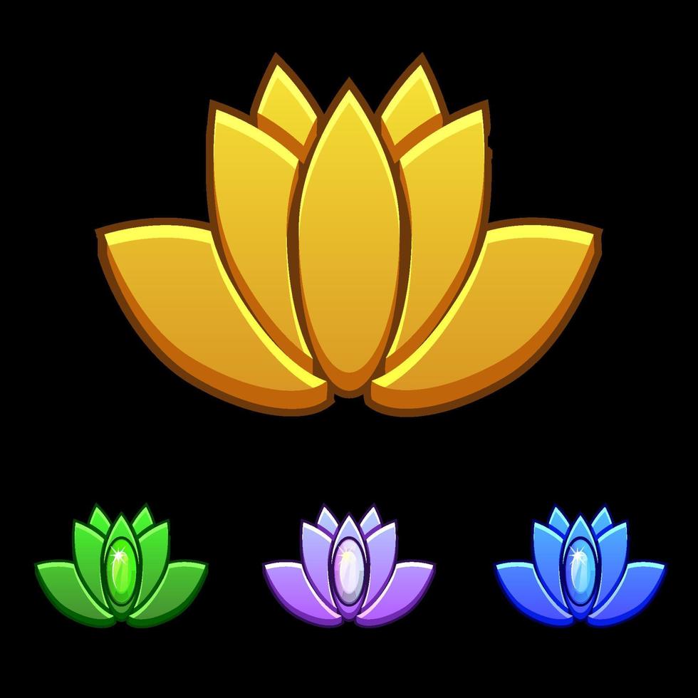 símbolo dourado chinês ou ícone de lótus florescendo de ioga. sinal da flor sagrada da china. vetor
