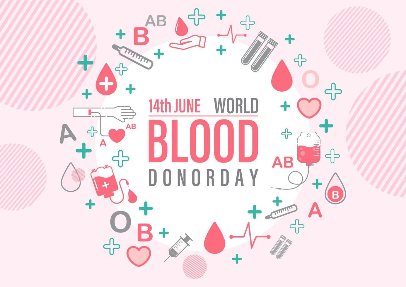 ícone de doação médica e de sangue com redação do dia mundial do doador de sangue em fundo branco. campanha de pôster em estilo plano de ícone e design vetorial. vetor