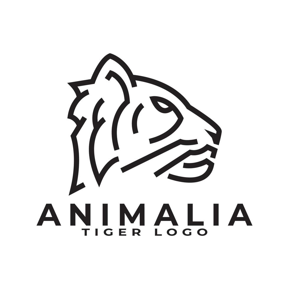 definir vetor de design de logotipo de tigre monoline