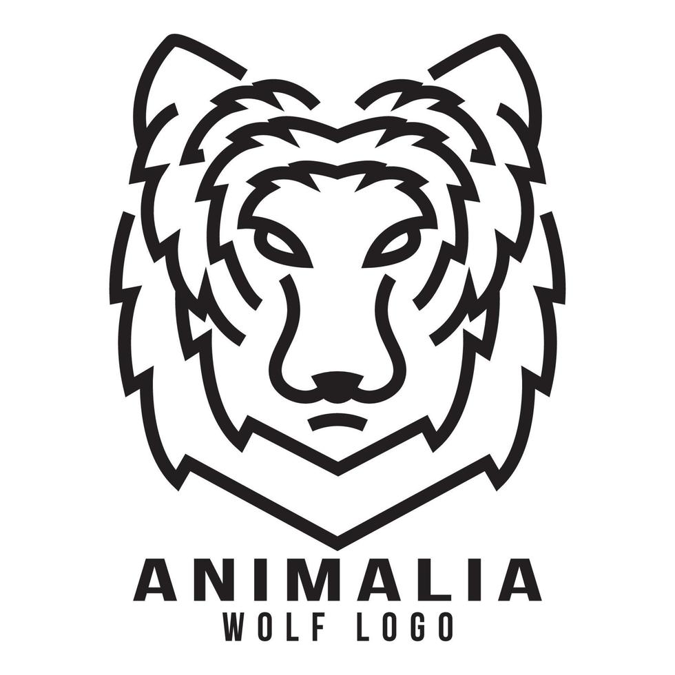 definir vetor de design de logotipo de lobo monoline