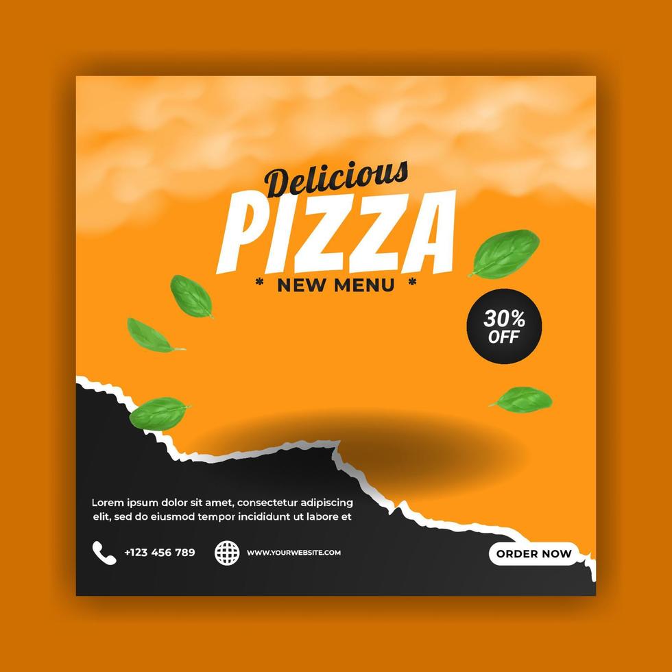 modelo de postagem de mídia social para banner de promoção de menu de comida. vetor