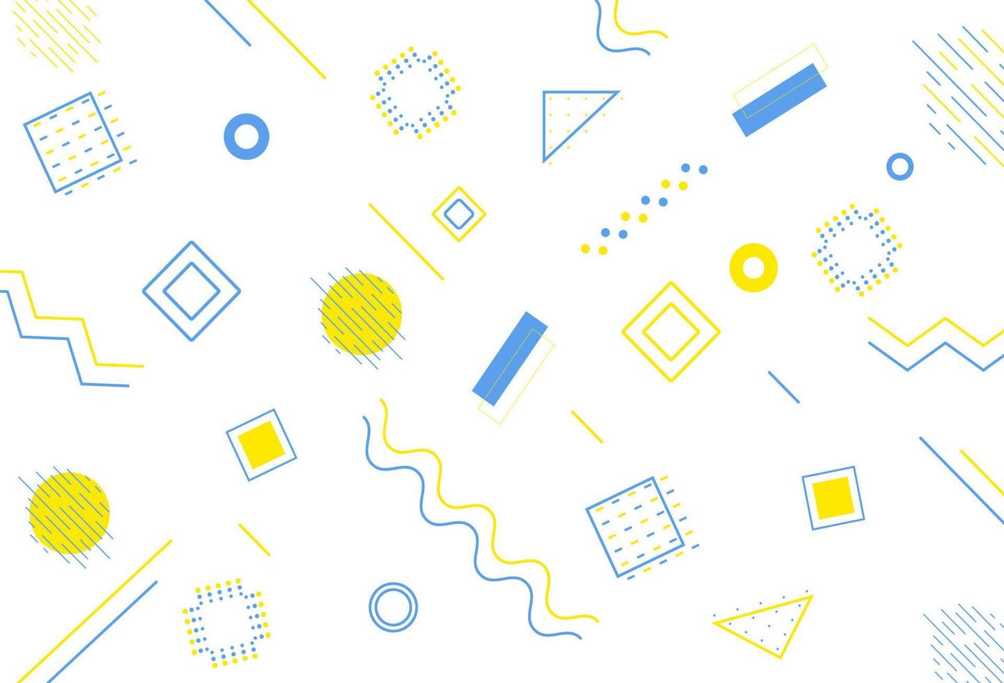 conjunto de elementos de design de memphis. vetor linhas geométricas abstratas com tons de azul e amarelo.