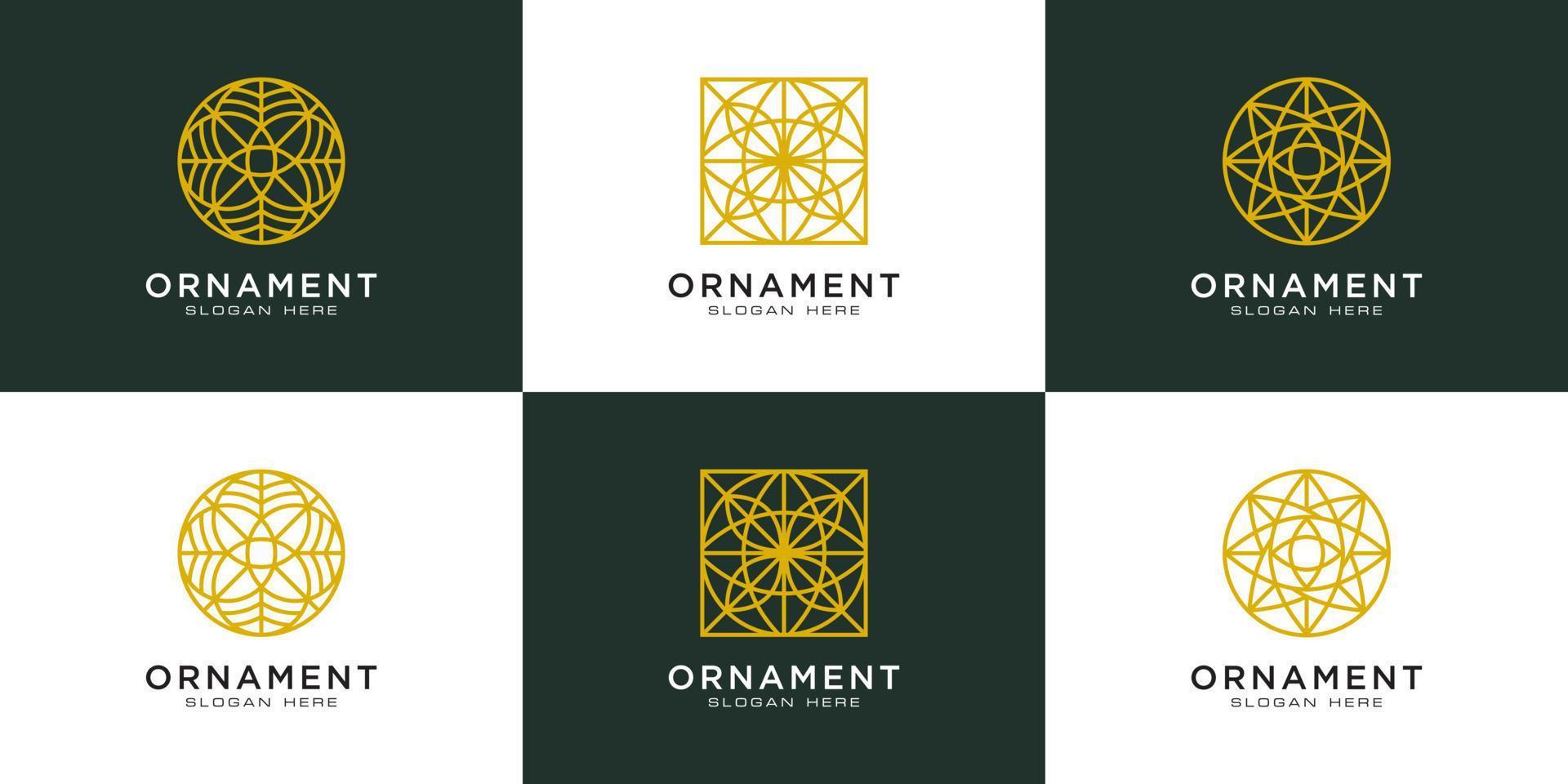 conjunto de estilo de linha de vetor de design de logotipo de ornamento