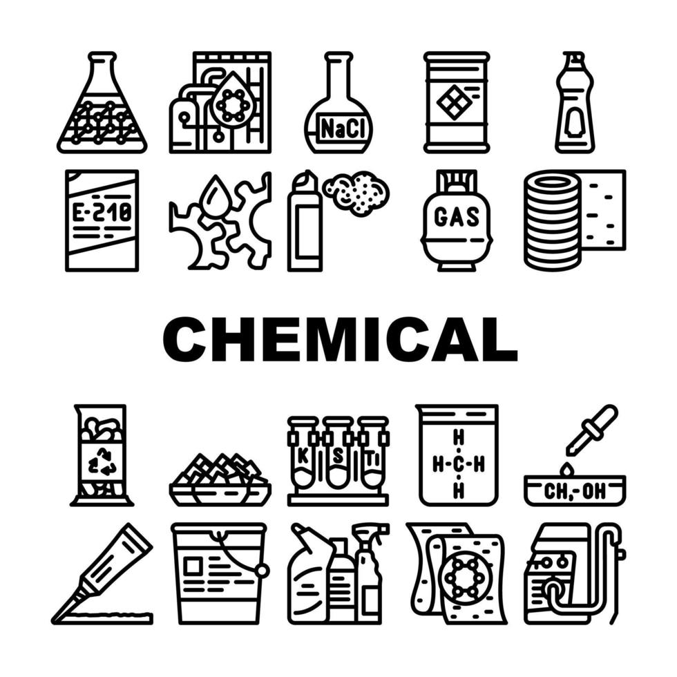 vetor de conjunto de ícones de produção da indústria química