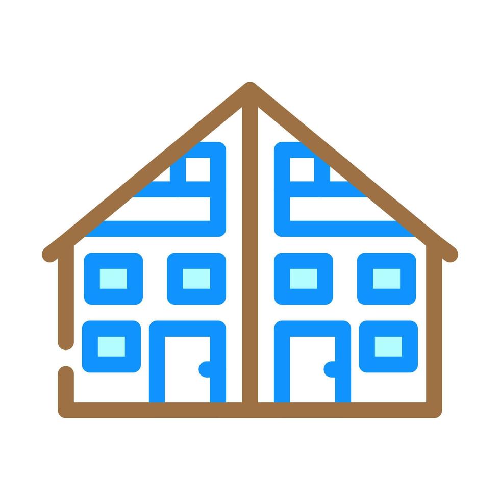 ilustração vetorial de ícone de cor de casa de duas famílias vetor