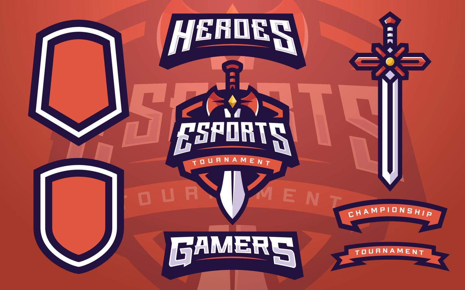 criador de modelo de logotipo esports com espada para equipe de jogos vetor