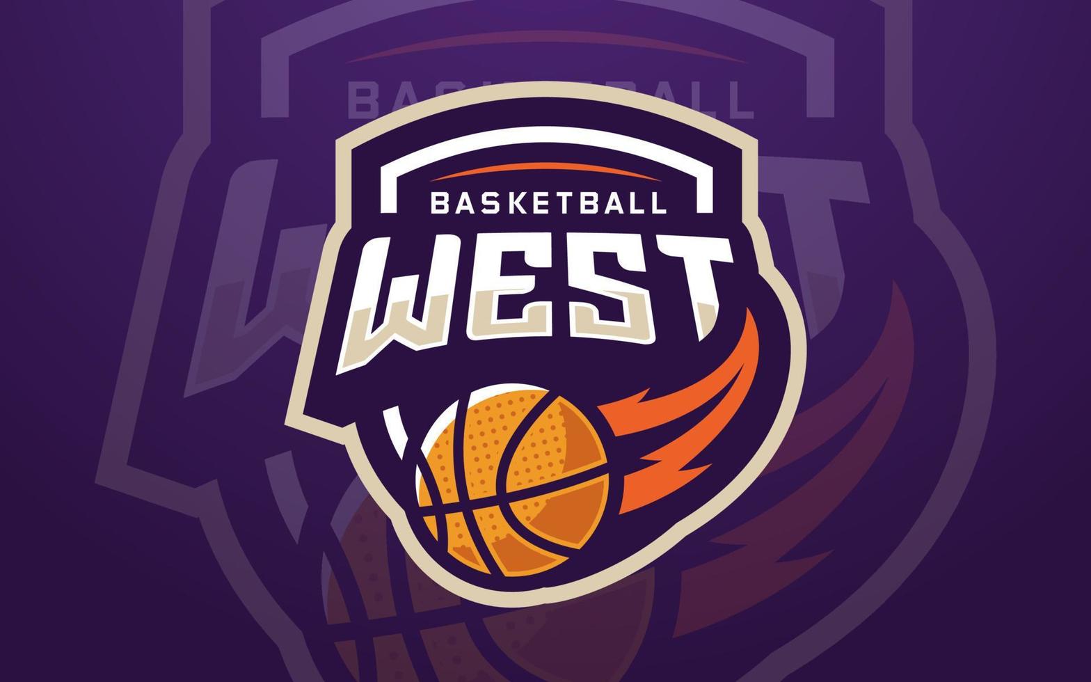 modelo de logotipo do clube de basquete oeste para equipe esportiva e torneio vetor