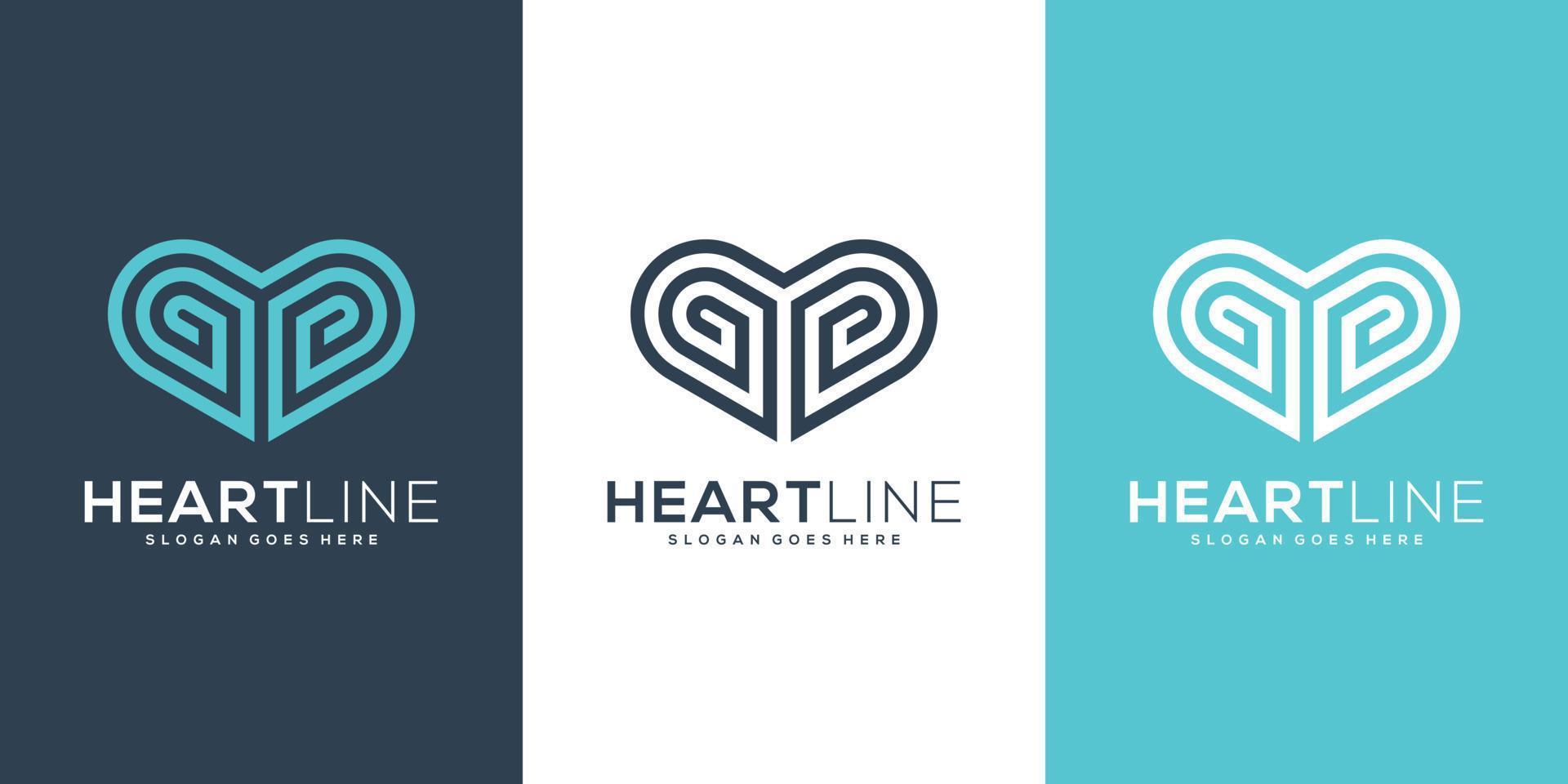 linha de design de vetor de logotipo de coração