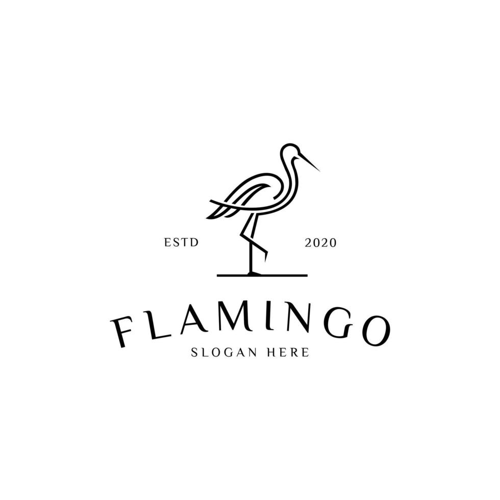 vetor de logotipo de linha animal flamingo