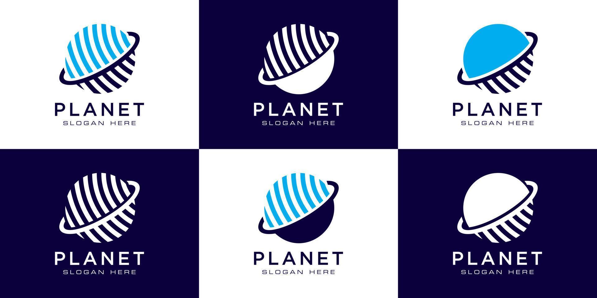 design de logotipo abstrato de órbita de planeta criativo e cartão de visita vetor